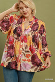 Mixed Floral Button Up Top in Ecru