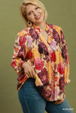 Mixed Floral Button Up Top in Ecru