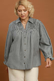 Charcoal Stripe Button Down Cotton Top