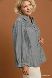 Charcoal Stripe Button Down Cotton Top