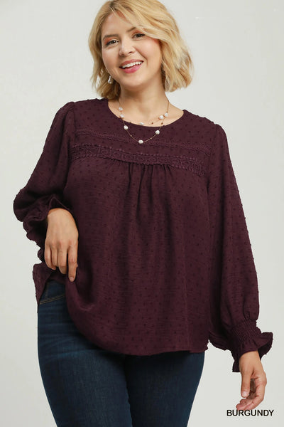 Swiss Dot Aubergine Top