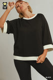 Colour Block Luxe Knit Top in Black
