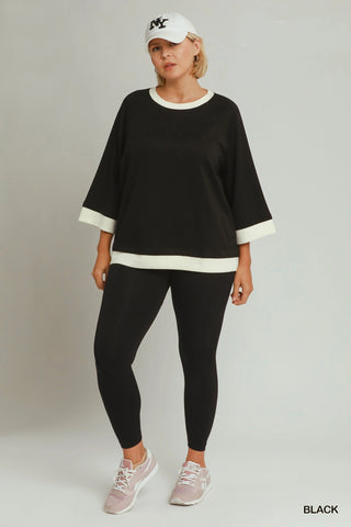 Colour Block Luxe Knit Top in Black