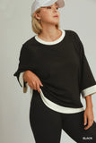 Colour Block Luxe Knit Top in Black