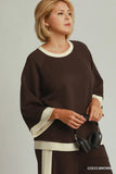 Colour Block Luxe Knit Top in Brown