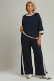Colour Block Luxe Knit Top in Navy