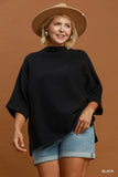 Mock Neck Dolman Sleeve Sweater in Black