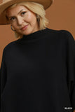 Mock Neck Dolman Sleeve Sweater in Black