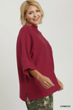 Mock Neck Dolman Sleeve Sweater in Crimson