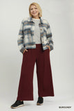 Textured Wide Leg Pant in Merlot