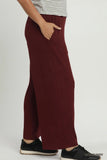 Textured Wide Leg Pant in Merlot