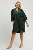 Corduroy Contrast Stitch Dress in Green