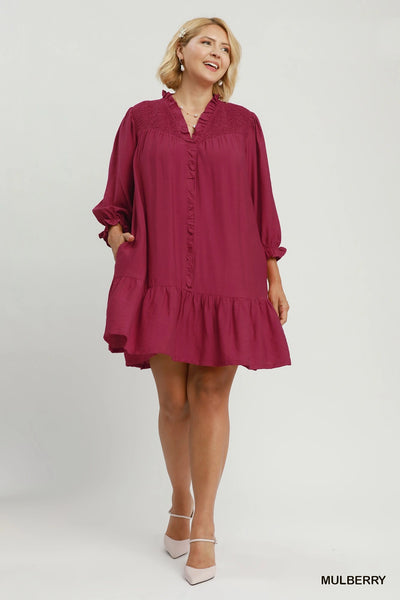 Smocked & Ruffle Mulberry Dress