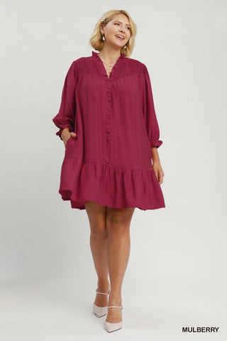 Smocked & Ruffle Mulberry Dress