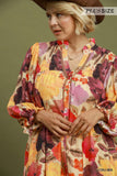 Floral Smocked Yoke Button Up Dress in Ecru