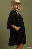 Metallic Dot Tiered Dress in Black