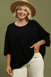 Relaxed Fit Dolman Sleeve Knit Top in Black