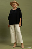 Relaxed Fit Dolman Sleeve Knit Top in Black