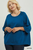 Relaxed Fit Dolman Sleeve Knit Top in Blue