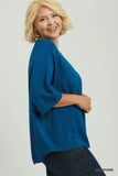 Relaxed Fit Dolman Sleeve Knit Top in Blue