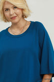 Relaxed Fit Dolman Sleeve Knit Top in Blue