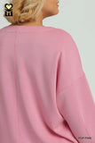 Luxe 3/4 Sleeve V Neck Top in Pink