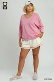 Luxe 3/4 Sleeve V Neck Top in Pink