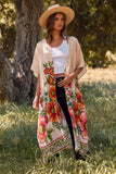 Cream Floral Kimono Duster