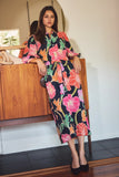 Navy & Vibrant Floral Shirt Dress