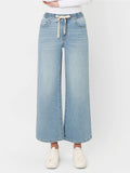 Light Wash Elastic Wide Leg Denim