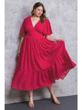 Raspberry V Neck Midi/Maxi