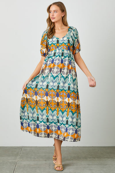 Multi Colour Abstract Print Maxi