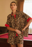 Animal Print with Contrast Red Two Piece Set
