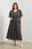 Pleated Black Floral Midi/Maxi Dress