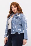 Distressed Denim Jacket in Medium Wash