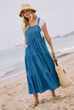 Denim Overalls Tiered Dress