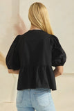 Poplin Front Tie Top in Black