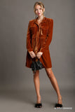 Copper Velvet Button Up Dress