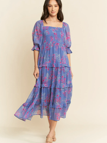 Periwinkle Chiffon Tiered Dress