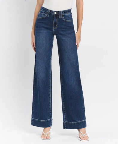 Dark High Rise Flare Denim