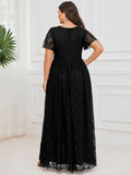 Lace Ruffle Gown in Black