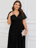Lace Ruffle Gown in Black