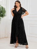 Lace Ruffle Gown in Black