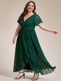 Lace Ruffle Gown in Green