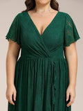 Lace Ruffle Gown in Green