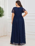 Lace Ruffle Gown in Navy