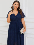 Lace Ruffle Gown in Navy
