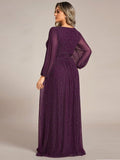 Long Sleeve Shimmery Pleat Gown in Orchid
