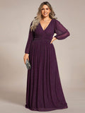 Long Sleeve Shimmery Pleat Gown in Orchid