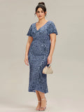 Sequin Mermaid Formal Dress in Dusty Blue